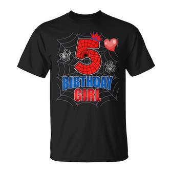 Kids Spider Web Five 5 Years Old It's My 5Th Birthday Girl T-Shirt - Thegiftio UK