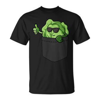 Lechuga Fresca En El Bolsillo Mirando Lechuga Con Gafas Deol Camiseta unisex - Regaloses