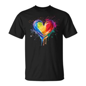 Lgbtq Herz Regenbogen Kunst Gleichberechtigung Liebe Love T-Shirt - Geschenkecke