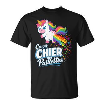 Licorne Humour Çaa Chier Des Paillettes Licorne T-Shirt - Cadeauxyz