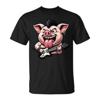 Lindo Cerdo Punk Cerdo Gótico Rock'n Roll Banda De Guitarra Divertida Camiseta unisex - Regaloses
