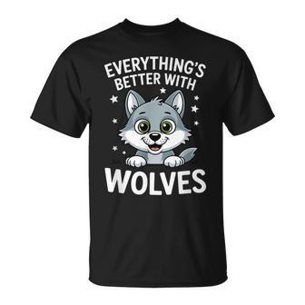 Lindos Lobos Amantes De Los Lobos Adultos O Niños Niñas Lobos Camiseta unisex - Regaloses