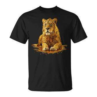 Lion Homme Esthétique Doré Miel Lion T-Shirt - Cadeauxyz
