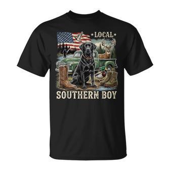 Local Southern Boy Black Labrador Deer Hunter Retro T-Shirt - Thegiftio UK