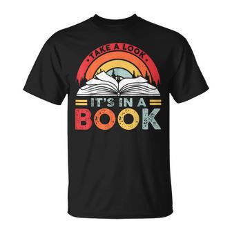 Take A Look It's In A Book Reading Book Vintage Rainbow T-Shirt | Seseable UK