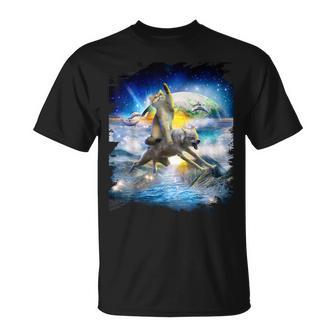 Loup Cavalier Galaxie Terre T-Shirt - Cadeauxyz