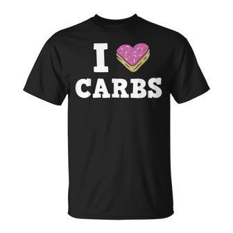 I Love Carbs Donut Heart Cake Bekleidung T-Shirt - Geschenkecke
