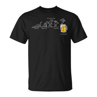 Lunes Martes Miercoles Jueves Yiernes Cerveza Cervezas Camiseta unisex - Regaloses