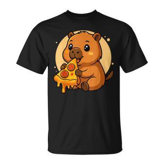 Lustige Capybara Essen Pizza Grafik Jungen Mädchen Capybara T-Shirt - Geschenkecke