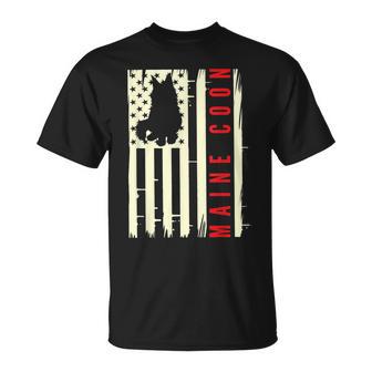 Maine Coon Gato Con Bandera Americana Camiseta unisex - Regaloses