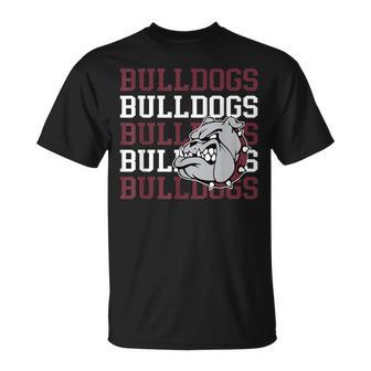 Maroon Bulldogs School Spirit Bulldog Mascot Teacher Bulldog T-Shirt | Seseable UK