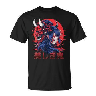 Masque Oni Japonais Belle Demon Girltyle Anime T-Shirt - Cadeauxyz