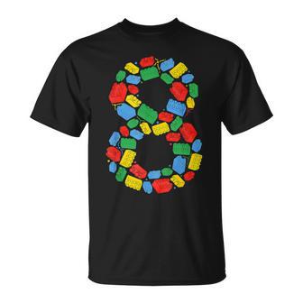 Master Builder 8Th Birthday 8 Years Old Bday Building Bricks T-Shirt | Seseable UK
