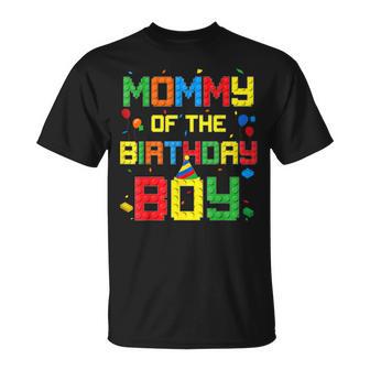 Master Builder Mommy Of The Birthday Boy Building Blocks T-Shirt | Seseable UK