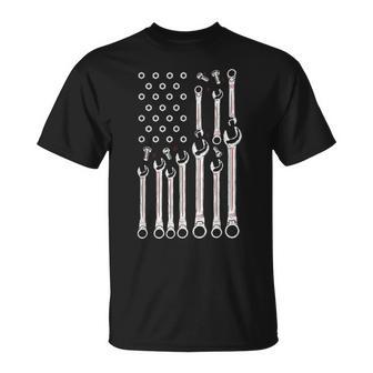 Mechanic American Flag Repair Car Technician Dad T-Shirt | Seseable UK