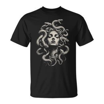 Medusa Greek Mythology Ancient Dark Retro Halloween T-Shirt | Seseable UK