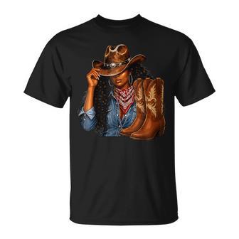 Melanin Cowgirl Afro Western Boots Rodeo T-Shirt | Seseable UK