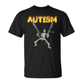 Meme Esqueleto Autismo In Mangas Camiseta unisex - Regaloses