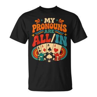 Mes Pronomsont Tous Dans Le Jeu Rétro Groovy Poker Players T-Shirt - Cadeauxyz