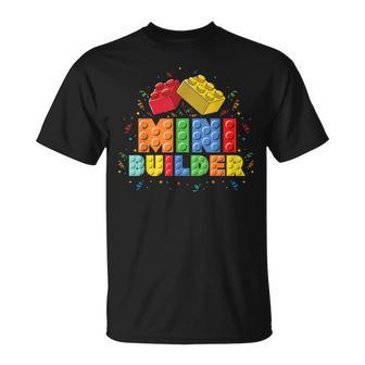 Mini Builder Kids Block Building Brick Builder T-Shirt - Monsterry