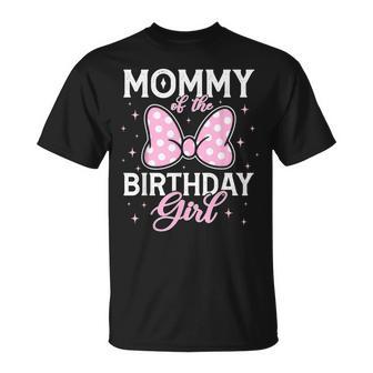 Mommy Of The Birthday Girl Cute Pink Bow Family Matching T-Shirt - Thegiftio UK