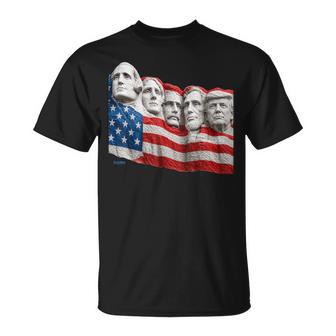 Mount Rushmore USA Flag Ft President Donald Trump T-Shirt - Thegiftio UK
