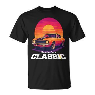 Muscle Cars Clásico Atardecer Retrointage Camiseta unisex - Regaloses