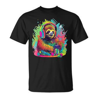 Musikliebhaber Faultier Techno Music Festival Edm T-Shirt - Geschenkecke