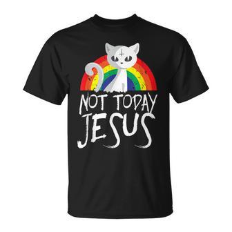 Nicht Heute Jesus Anti Christatan Katzen Atheist T-Shirt - Geschenkecke