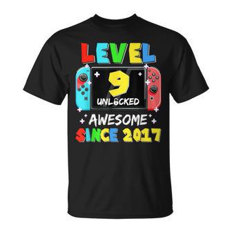 Nivel 9 Desbloqueado Impresionante Desde 2017 Gaming Noveno Cumpleaños Camiseta unisex - Regaloses