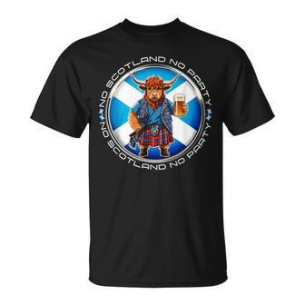 No Scotland No Party Scottish Pride Scotland Highland Cow T-Shirt - Thegiftio UK