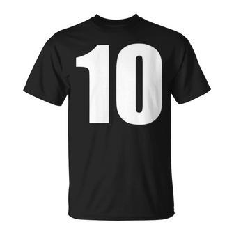 Número Diez Numeral 10 Números Blancos Lisos Cuello Camiseta unisex - Regaloses