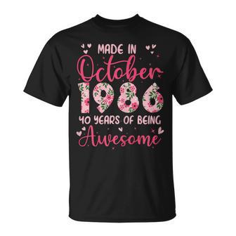 Octobre 1986 Cool Cadeau Anniversaire 40 Ans Pour S T-Shirt - Cadeauxyz