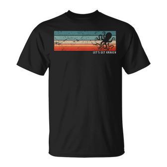 Octopusilhouette Krake intage Farben Retro T-Shirt - Geschenkecke