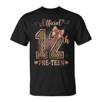 Official Pre-N 12Th Birthday Girl Coquette Bow 12 Leopard T-Shirt - Thegiftio UK
