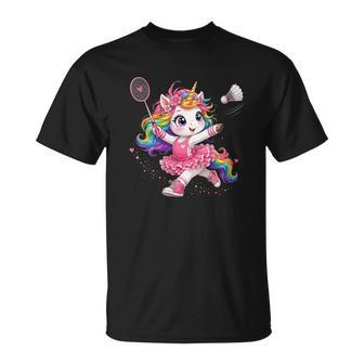 Olant De Badminton Licorne Arc-En-Ciel Kawaii Filles T-Shirt - Cadeauxyz