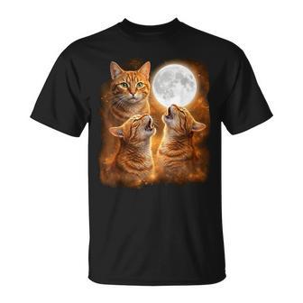 Orange Tabby Cat Howling Moon Tabby Cat Meme T-Shirt - Thegiftio UK
