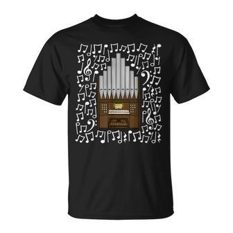 Orgue D'église Notes De Musique Organiste Musicien T-Shirt - Cadeauxyz