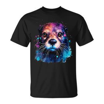 Otterplash Buntes Kunstwerk Tierliebhaber Naturmotiv T-Shirt - Geschenkecke