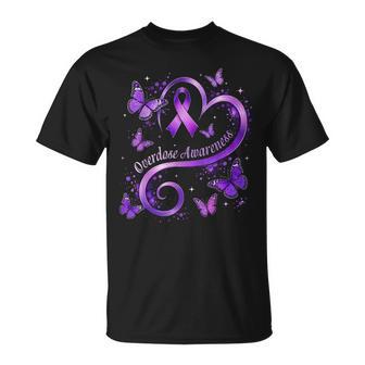Overdose Awareness Purple Heart Butterfly Support Women T-Shirt | Seseable UK