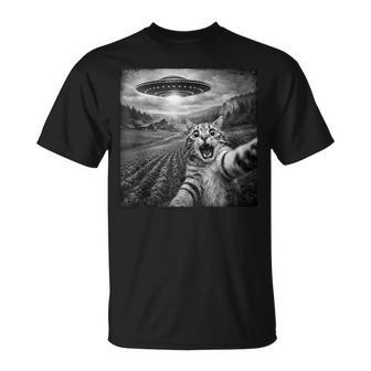 Ovni Para Hombre Y Con Gatoelfie In Mangas Camiseta unisex - Regaloses
