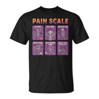 Pain Scale Skeleton Trauma Nurse Halloween Nursing Humor T-Shirt | Seseable UK