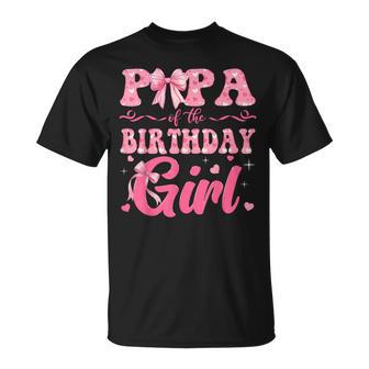 Papa Of The Birthday Girl Family Pink Coquette Bow T-Shirt - Thegiftio UK
