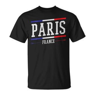París Francia Fiesta Nacional Recuerdos De París Cuello Camiseta unisex - Regaloses