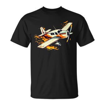 Pequeño Avión Divertido Con Fuego Para Los Amantes De Los Aviones Privados Camiseta unisex - Regaloses