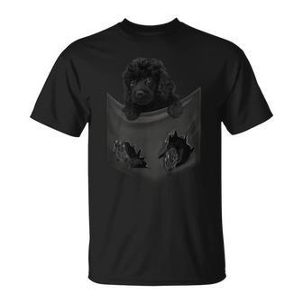 Perro Caniche Negro En Bolsillo Camiseta unisex - Regaloses