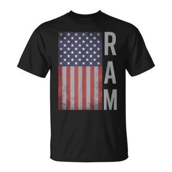 Ram Patriotic American Flag Farm Animals Proud Ram Usa Mens T-Shirt | Seseable UK