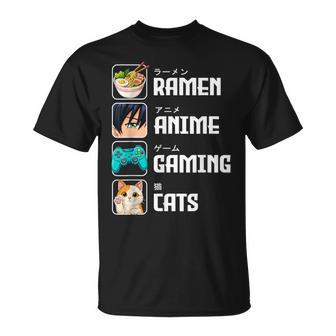 Ramen Anime Gaming Cats Japanese Graphic Kawaii Otaku Gamer T-Shirt | Seseable UK