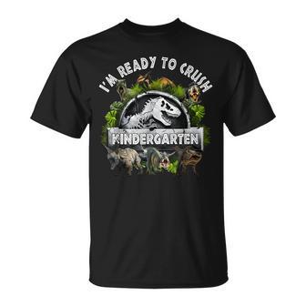 Ready To Crush Kindergarten First Day Of School Dinosaur Boy T-Shirt - Thegiftio UK