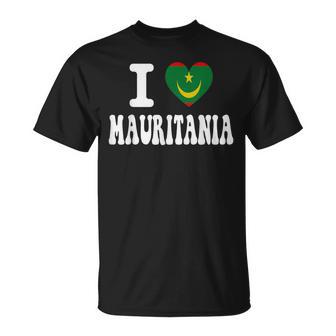 Recuerdo Deiaje Retro Con La Bandera En Forma De Corazón De I Love Mauritania Camiseta unisex - Regaloses